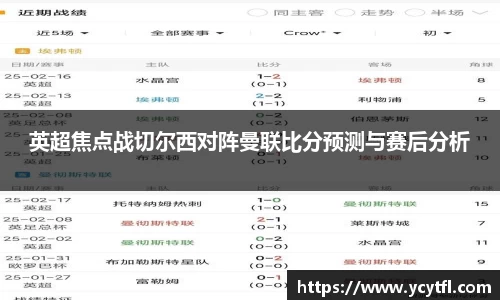 英超焦点战切尔西对阵曼联比分预测与赛后分析